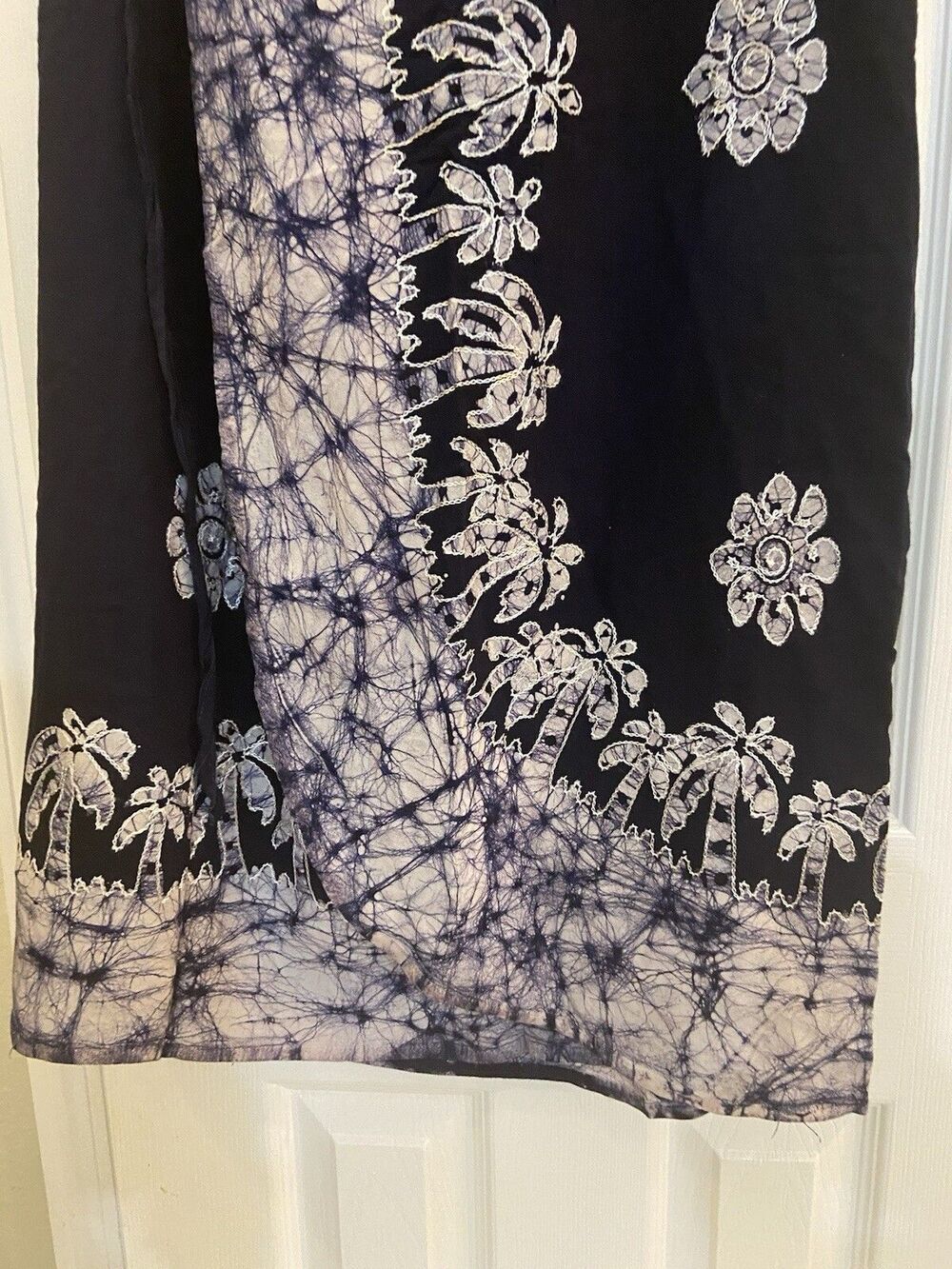 Advance Apparels Maxi Wrap Skirt Cover Up Navy Blue Batik One Size Boho Resort - Picture 4 of 6